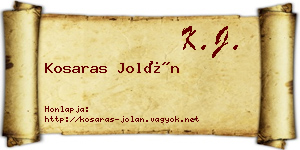 Kosaras Jolán névjegykártya